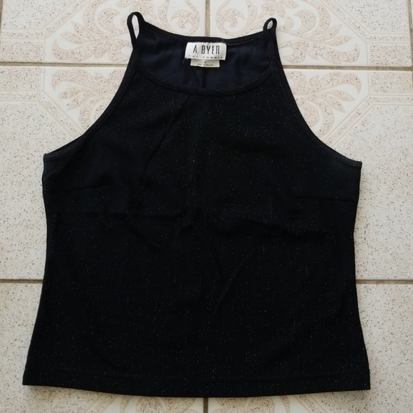 A BYER California Tops - Black & shiny tank top